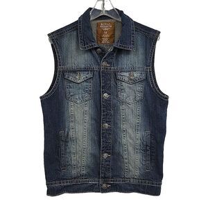 Royal Premium Womens Denim Vest Size Medium LOOK Verdigris on Buttons
